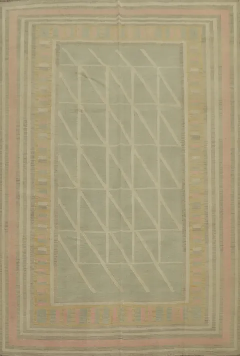 Geometric Wool Kilim Flat Weave Area Rug 8x10