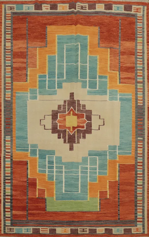 Tribal Wool Kilim Flat Weave Area Rug 7x10
