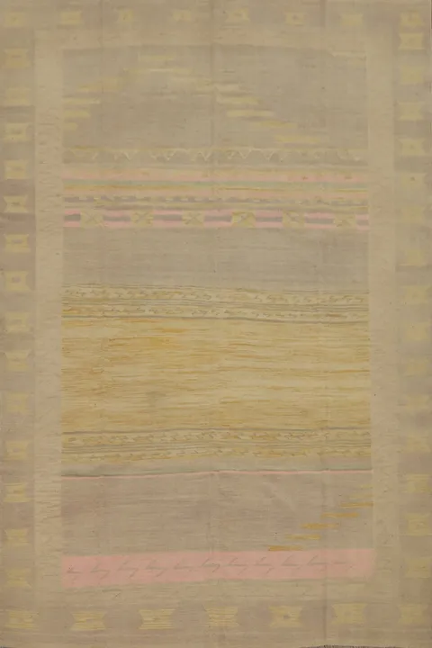 Neutral Pastel Striped Kilim Rug 8x10 Graceful Addition to Any Room