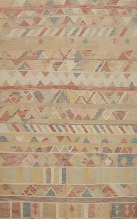 Artful Lines Muted Southwest Kilim Area Rug 7x10