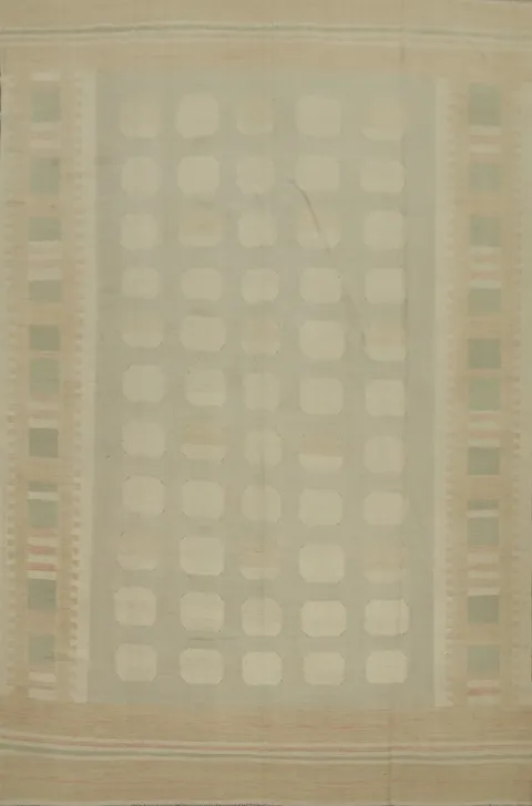 Classic Beige Kilim Area Rug 9x12 with Minimal Geometric Design