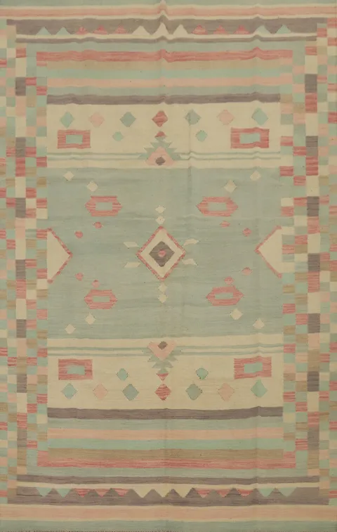 Wool Kilim Flat Weave Area Rug 7x10