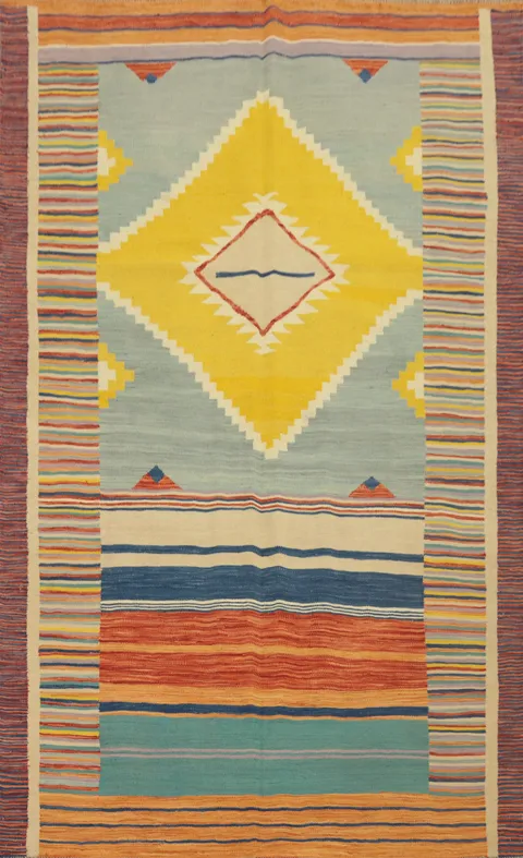 Tribal Wool Kilim Flat Weave Area Rug 6x9