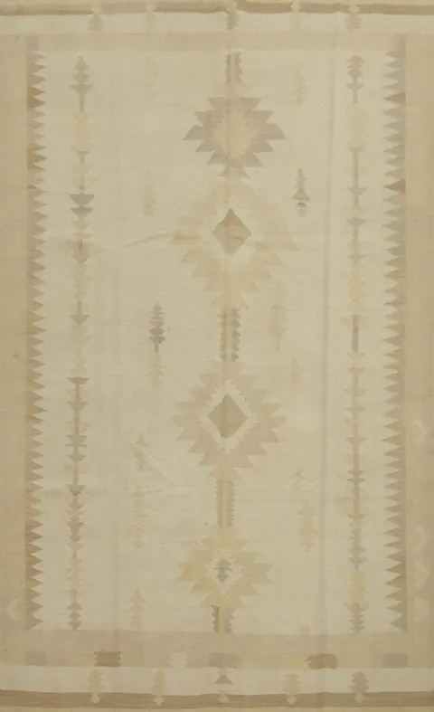 Geometric Wool Kilim Flat Weave Area Rug 7x10