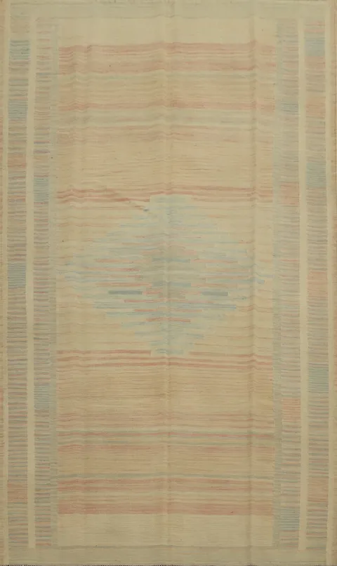 Elegant Pastel Striped Kilim Area Rug 6x9 for a Serene Living Space Ambiance