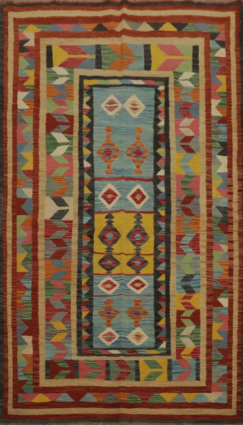 Multicolor Kilim Flat Weave Area Rug 5x8