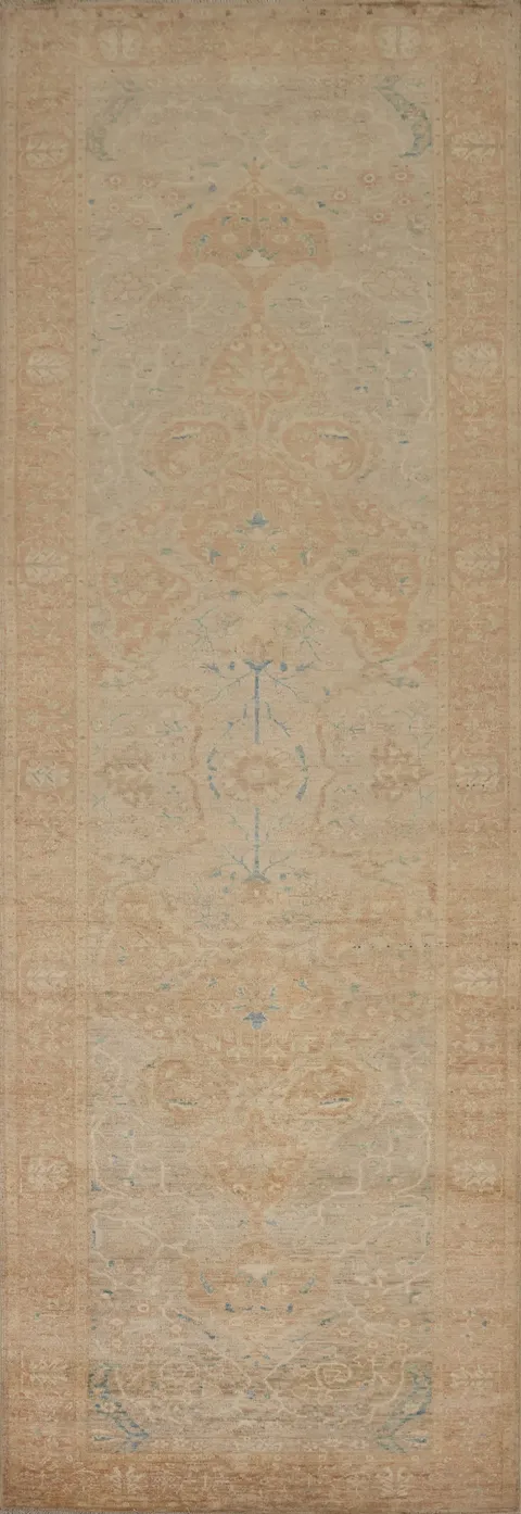 Muted Elegance Vegetable Dye Ziegler Runner Rug 3x12