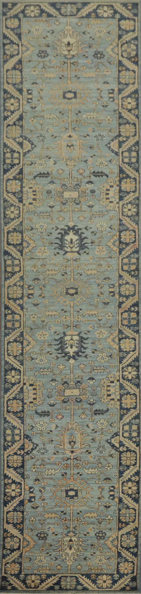Vegetable Dye Ziegler Elegant Blue Floral Rug 3x16