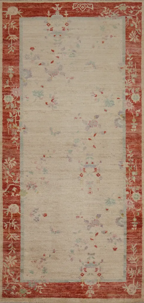 Timeless Floral Pattern Art Deco Handmade Rug 3x6