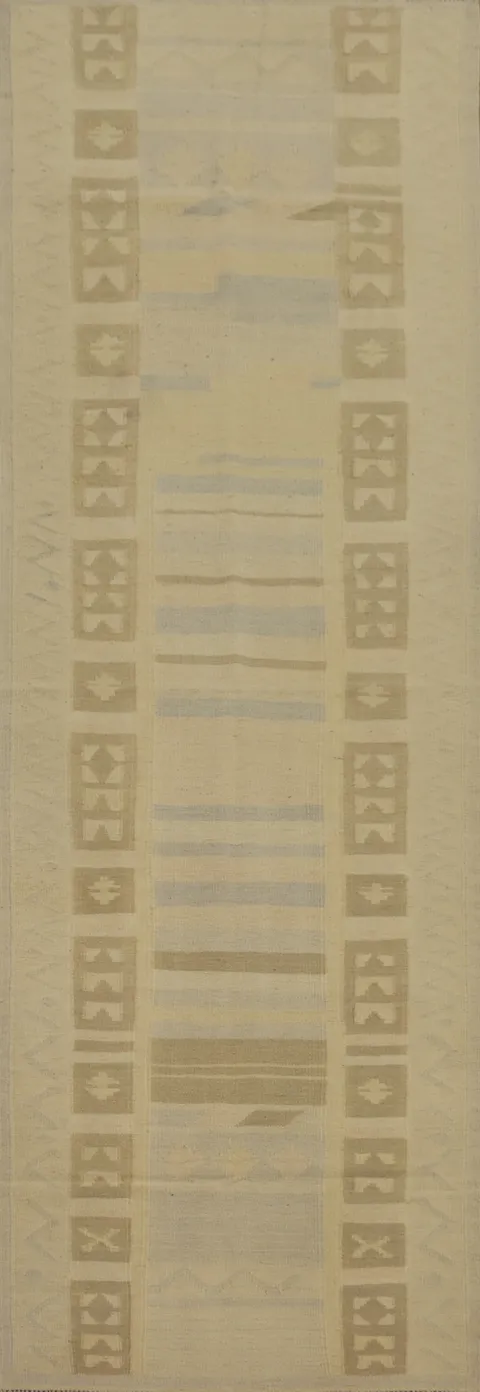 Vegetable Dye Wool Kilim Runner Rug 3x10