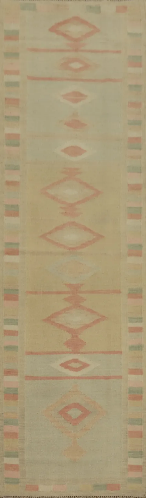 Geoemtric Kilim Flat Weave Runner Rug 2x8