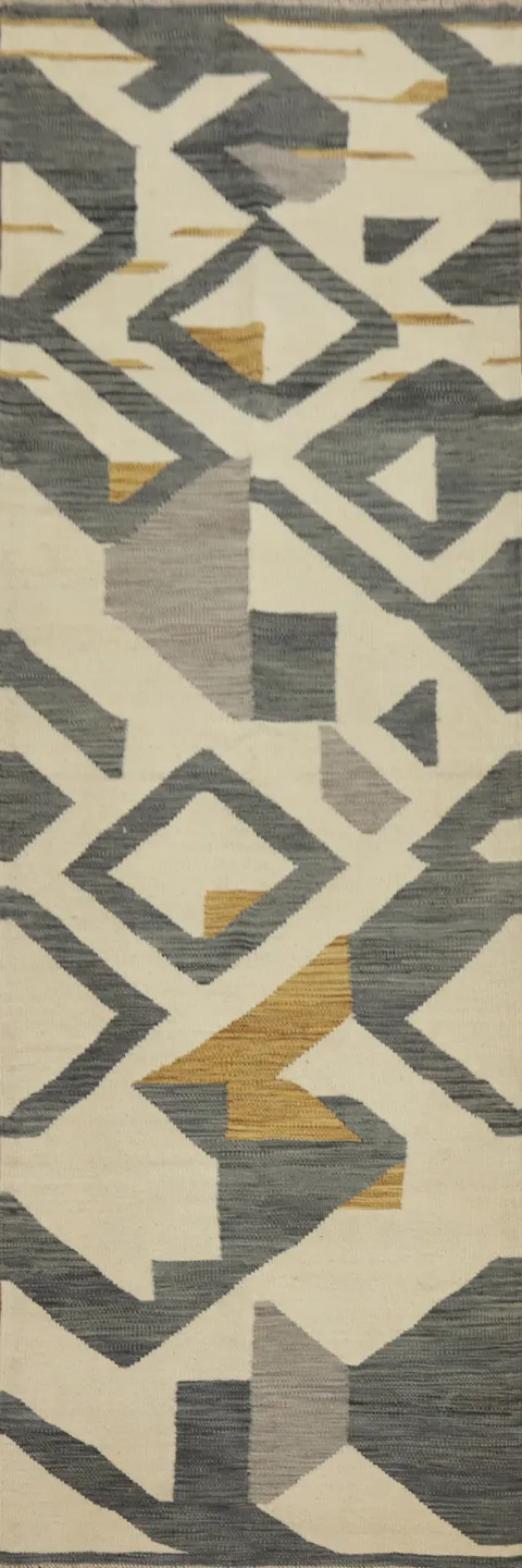 Abstract Diamond Design Kilim Runner Rug 3x10