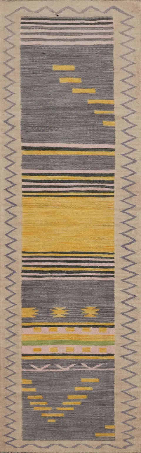 Charismatic Kilim Runner Rug 2x8 with Soft Hues