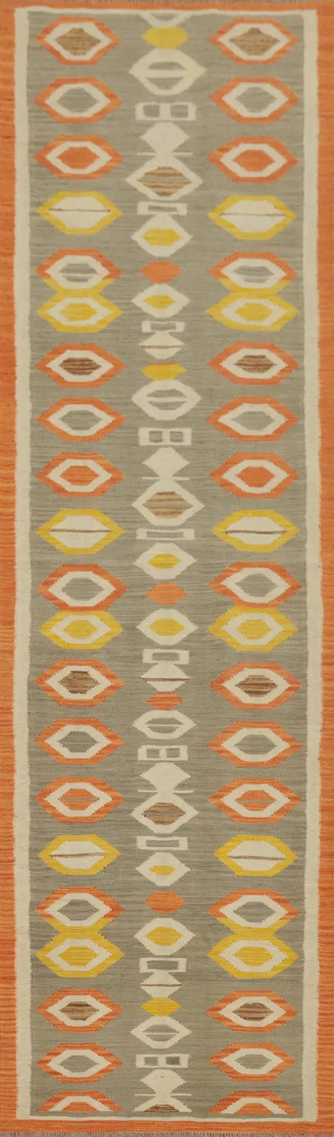 Geometric Kilim Handwoven Runner Rug 3x12