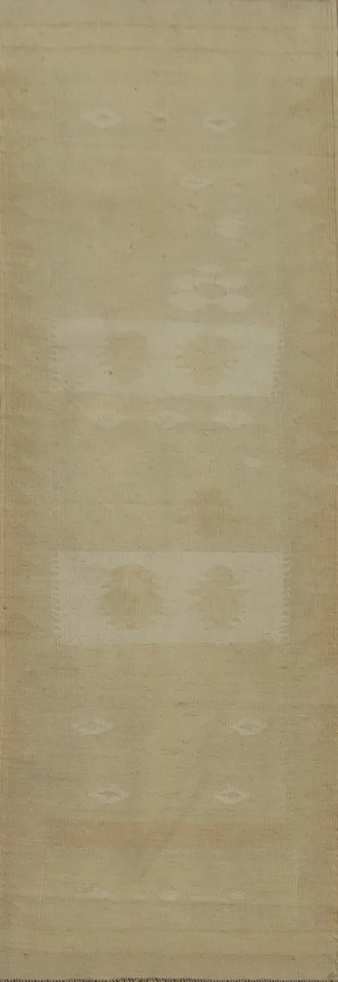 Earth Tones Wool Kilim Vegetable Dye Runner Rug 2x8
