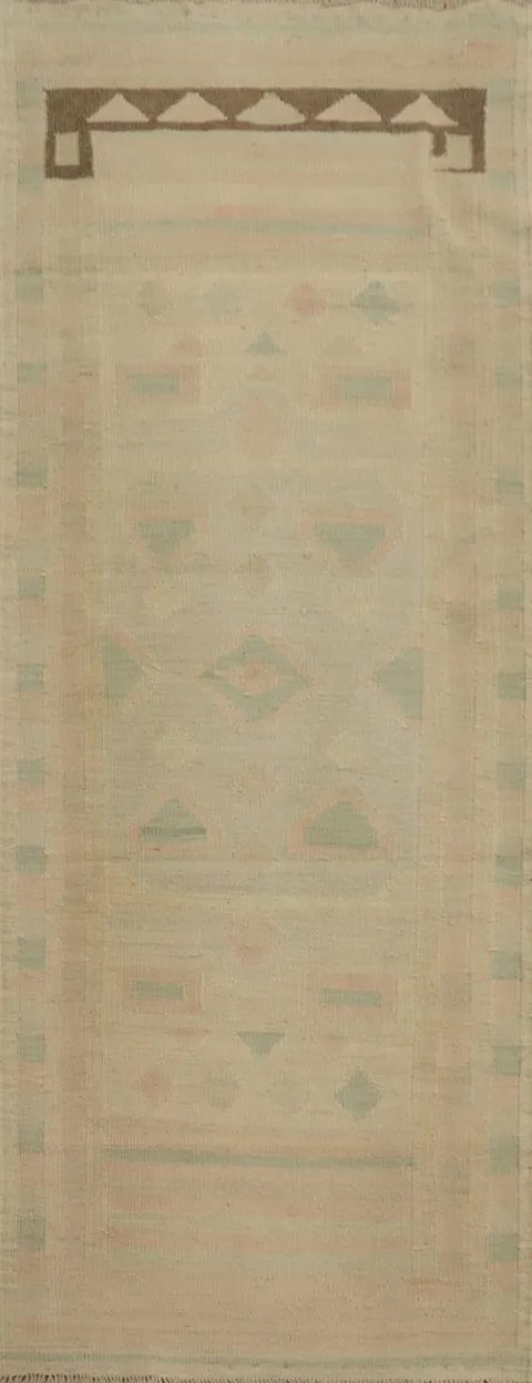 Vegetable Dye Wool Kilim Handwoven Runner Rug 2x6