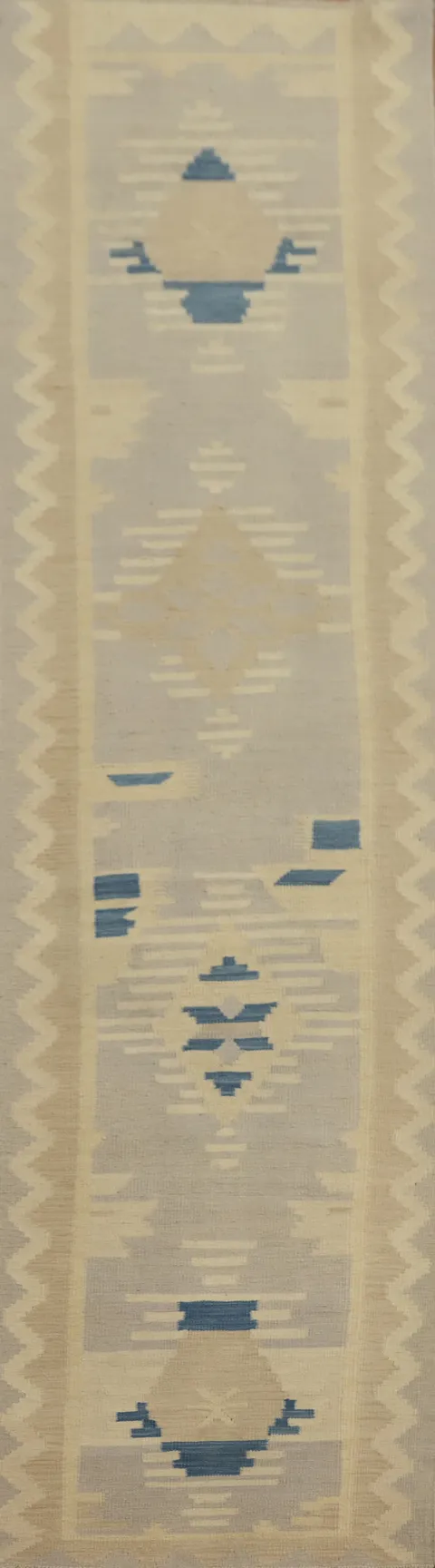 Vegetable Dye Wool Kilim Handwoven Runner Rug 3x12