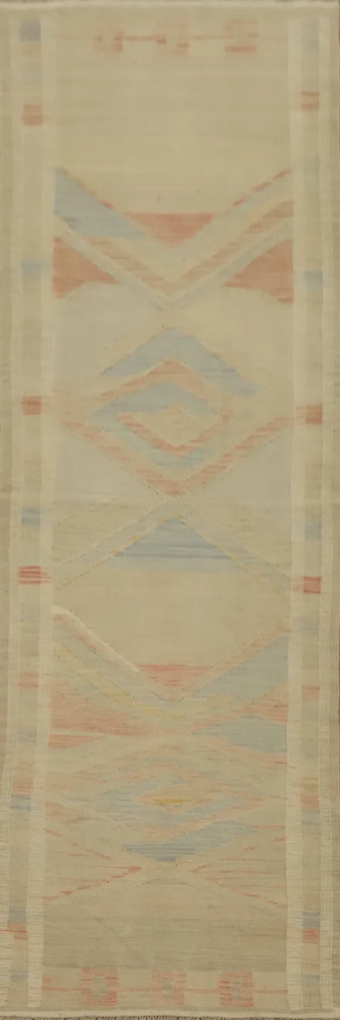 Earthy Tones Kilim Vegetable Dye Runner Rug 3x10