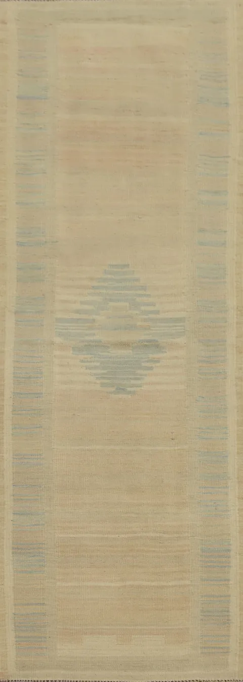 Classic Kilim Runner Rug 2x8 with Light Stripe Accents and Colors