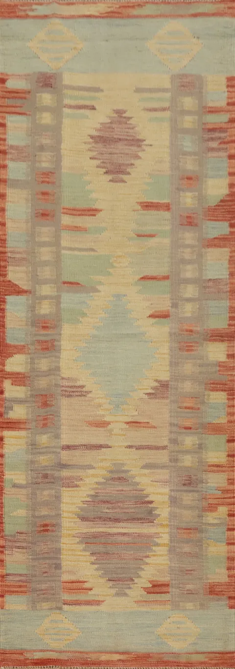 Southwestern Geometric Kilim Runner Rug 2x8