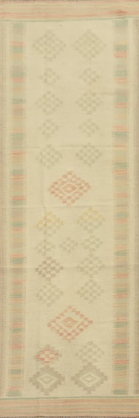 Vegetable Dye Kilim Flat Weave Runner Rug 3x10