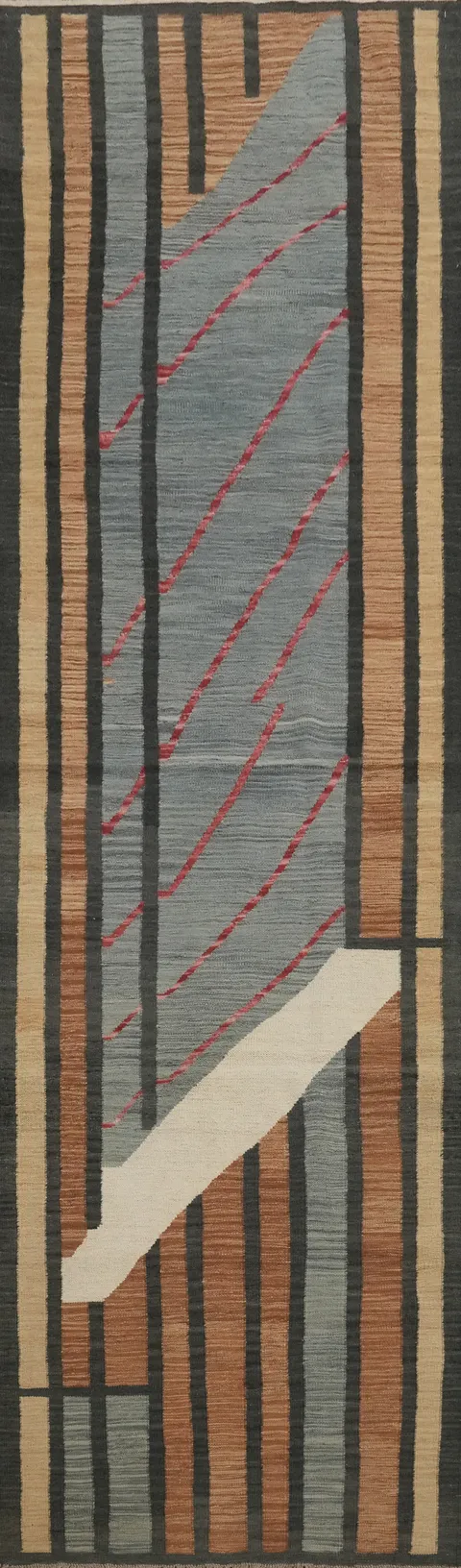 Vegetable Dye Wool Kilim Handwoven Runner Rug 3x12