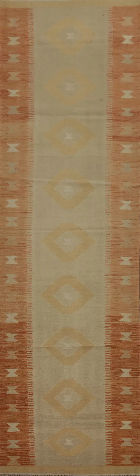 Vegetable Dye Wool Kilim Handwoven Runner Rug 3x12