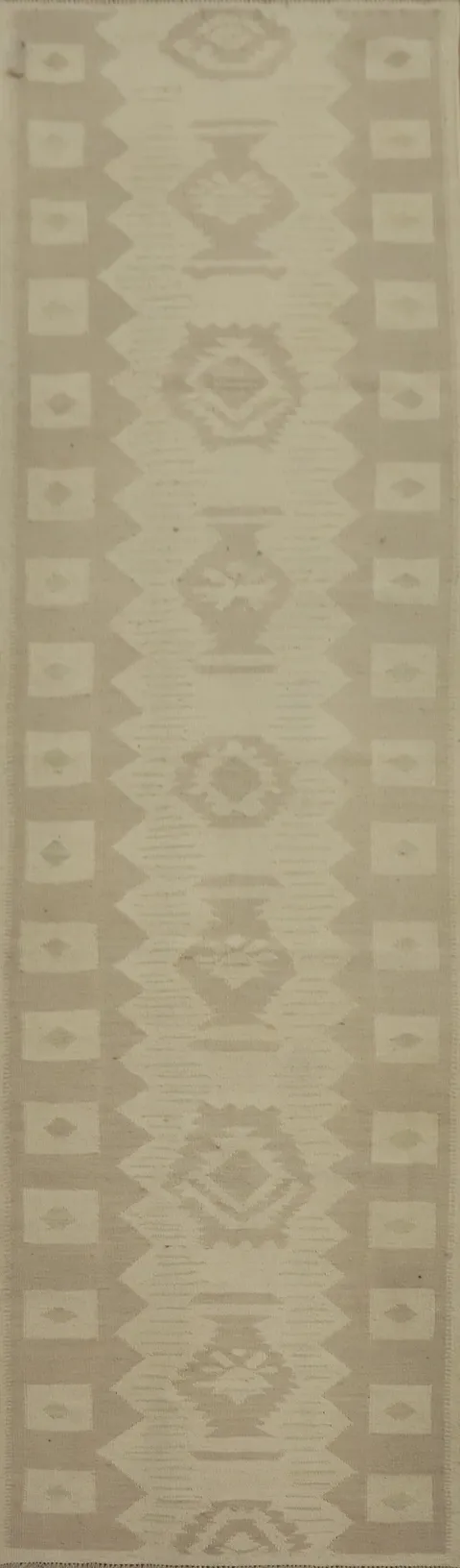 Earthy Tones Kilim Flat Weave Runner Rug 3x11