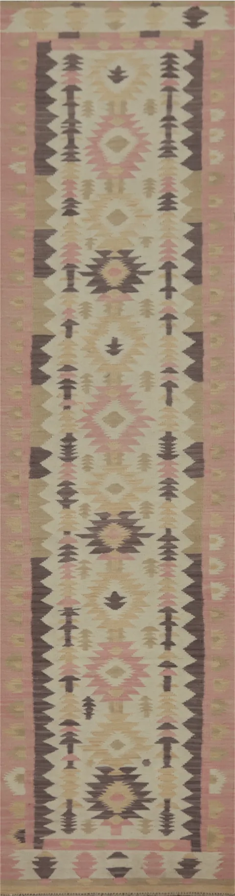 Vegetable Dye Wool Kilim Flat Weave Runner Rug 3x13