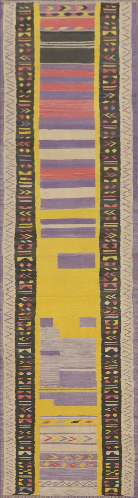 Artistic Wool Kilim Runner Rug 3x11 Perfect for Hallways and Entryways
