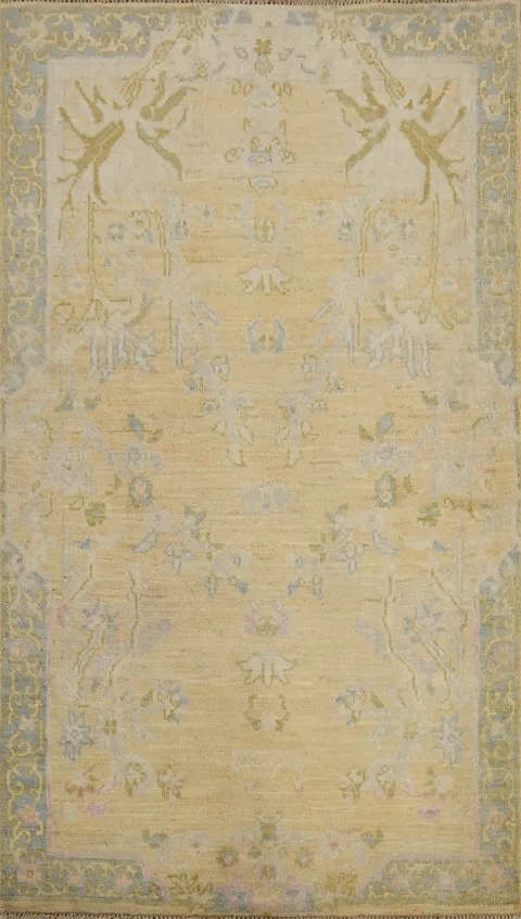 Floral Wool Ziegler Vegetable Dye Rug 3x5