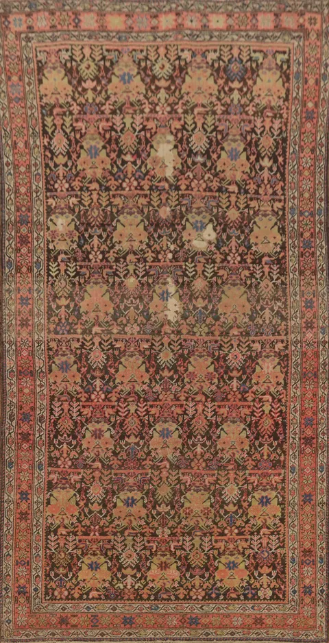 Pre-1900 Vegetable Dye Malayer Persian Runner Rug 4x9
