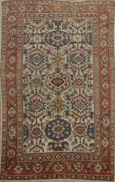 Pre-1900 Antique Mahal Vegetable Dye Persian Rug 9x12