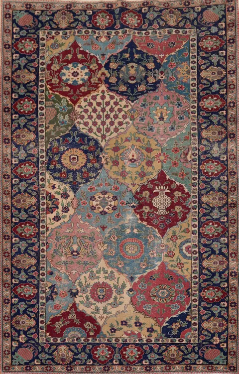 Pre-1900 Antique Tabriz Vegetable Dye Persian Rug 4x6