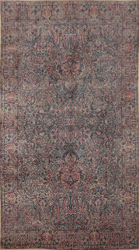 Vegetable Dye Floral Kerman Persian Large Rug 9x15