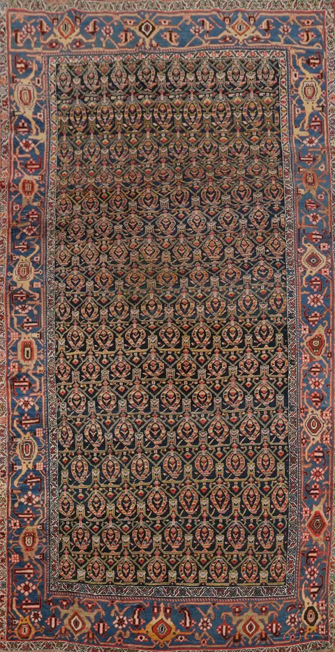 Antique Vegetable Dye Bidjar Halvaei Persian Area Rug 6x11