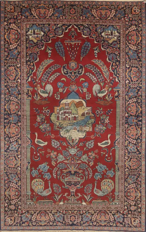Vegetable Dye Kashan Dabir Persian Rug 5x7