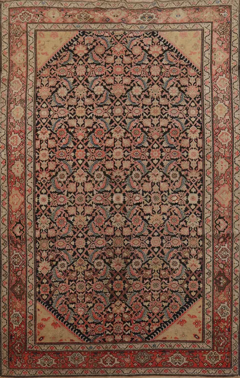 Pre-1900 Antique Malayer Vegetable Dye Persian Rug 4x6