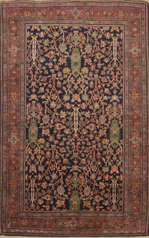 Antique Vegetable Dye Sarouk Farahan Persian Rug 4x7