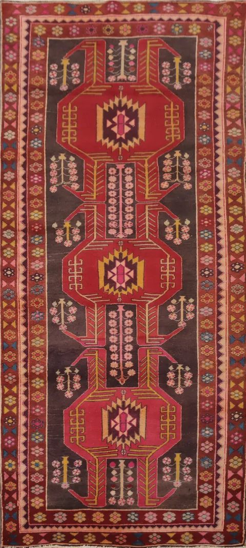 Handmade Wool Ardebil Persian Runner Rug 4x10