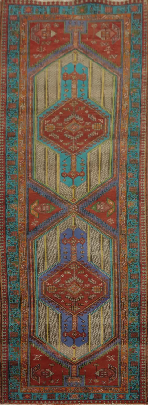 Handmade Wool Ardebil Persian Runner Rug 3x11