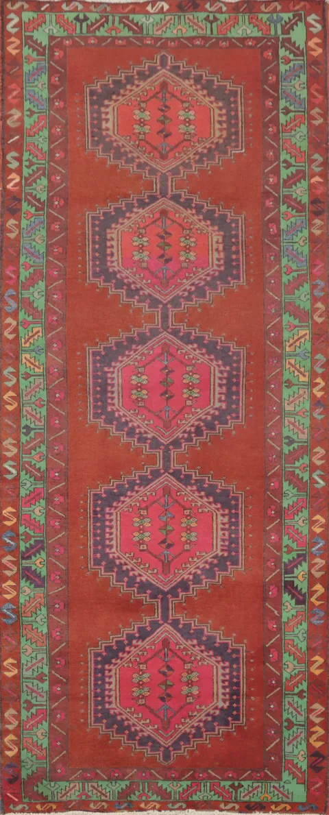 Geometric Wool Ardebil Persian Runner Rug 4x10