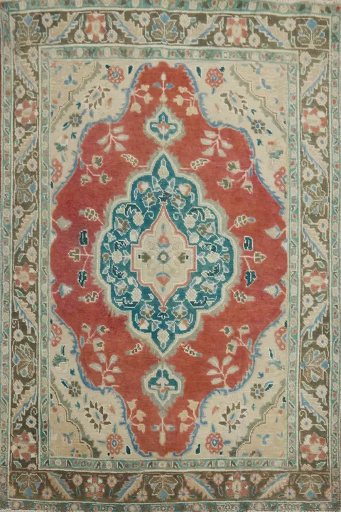 Handmade Geometric Tabriz Persian Rug 5x6
