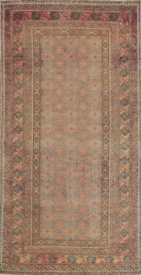 Geometric Wool Balouch Persian Runner Rug 3x7