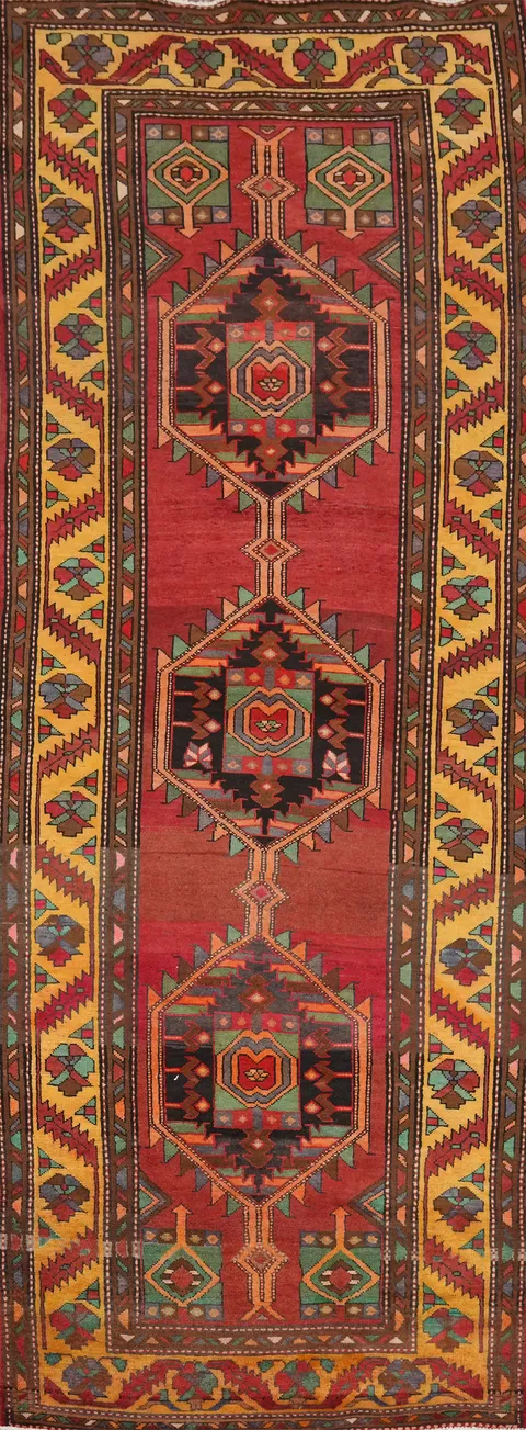 Vintage Wool Ardebil Persian Runner Rug 4x13