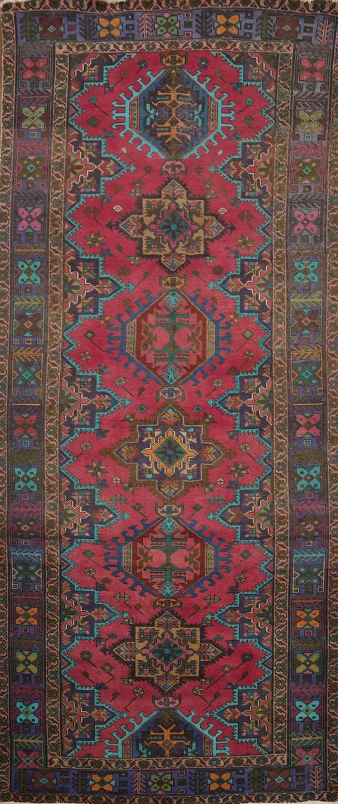 Vintage Geometric Tabriz Persian Area Rug 5x12