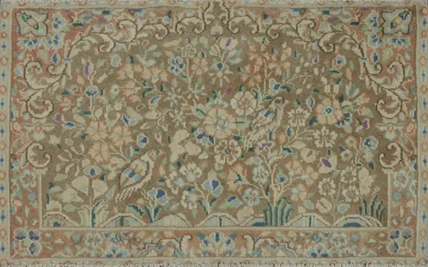 Animals Vegetable Dye Wool Kerman Persian Rug 2x3
