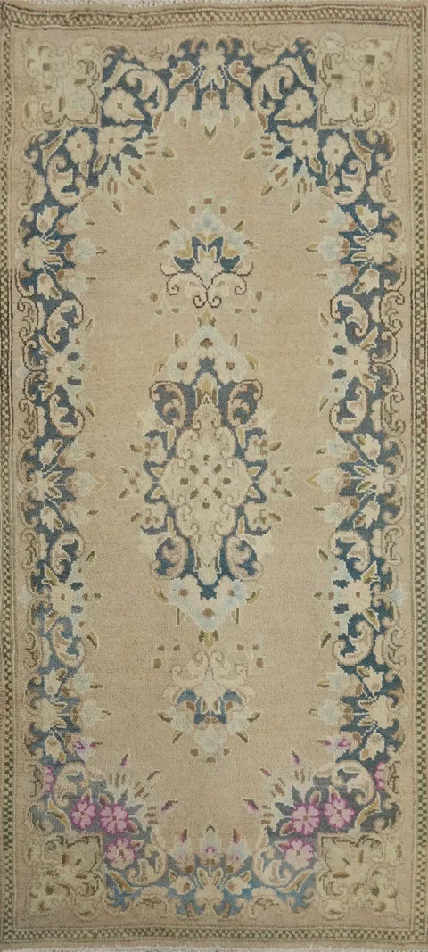 Vegetable Dye Wool Kerman Persian Runner Rug 2x5