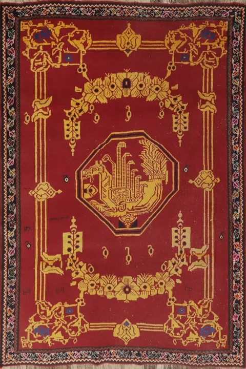 Antique Vegetable Dye Shiraz Persian Rug 4x6