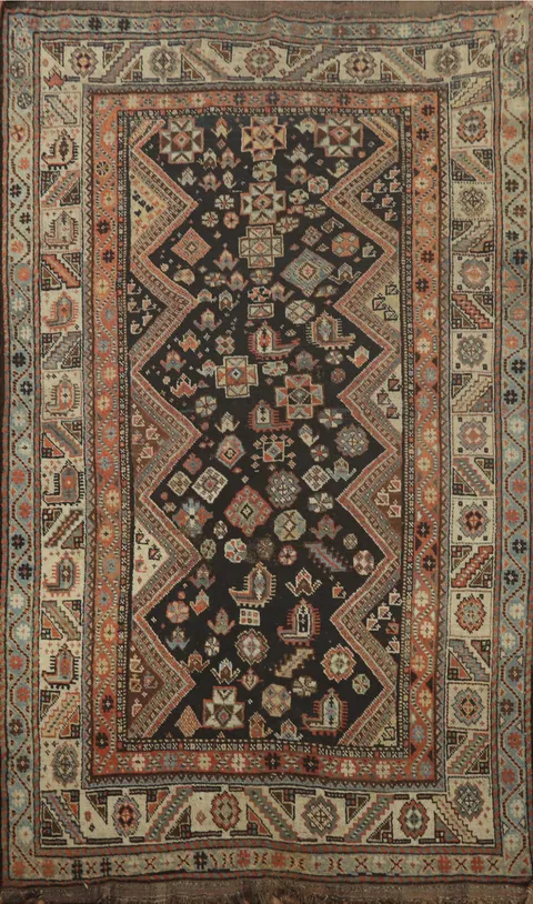 Antique Vegetable Dye Tribal Shiraz Persian Rug 4x8